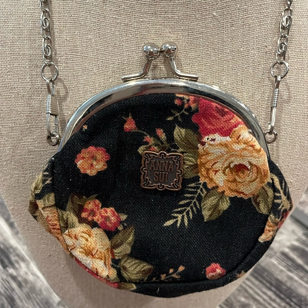 Anna Sui Kiss Lock Floral Coin Purse with Chain